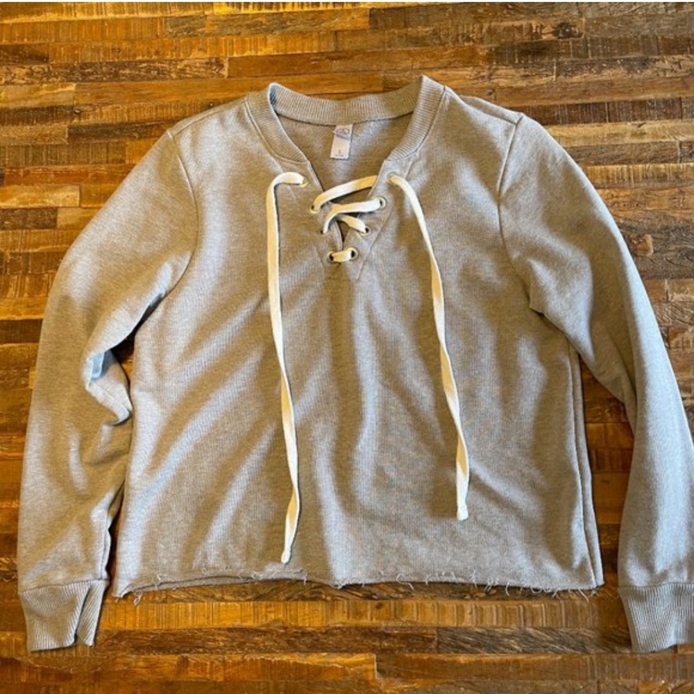 Grey Crop Top Sweat Shirt Size Medium